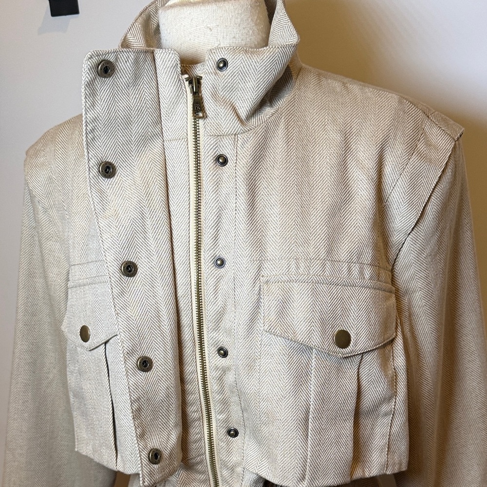 Herringbone Utility Jacket from Banana Republic Drawstring Waist, NWT Large - Picture 5 of 13